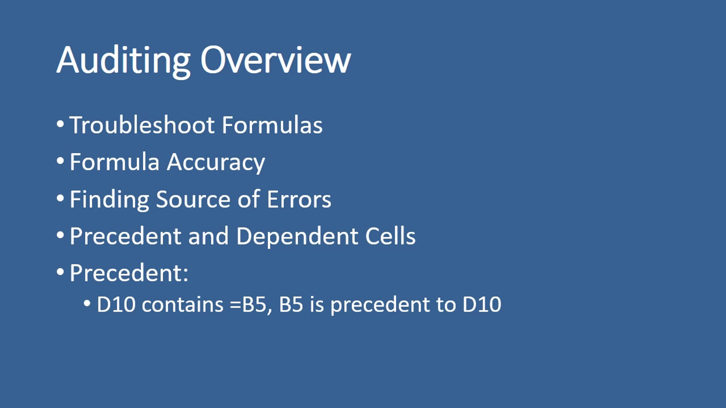 Excel Auditing Your Data Intro